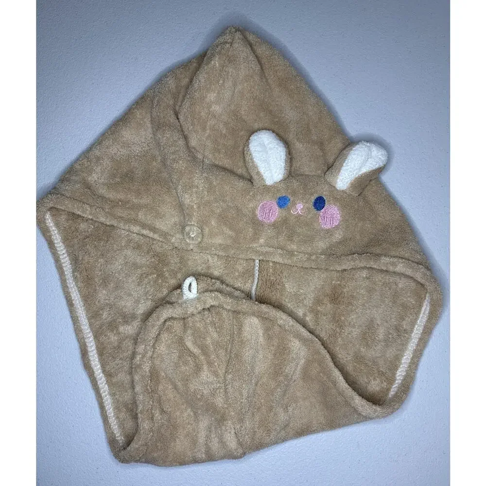 2 Pack Microfiber Hair Towel Wrap Bunny Button & Stretch Loop
